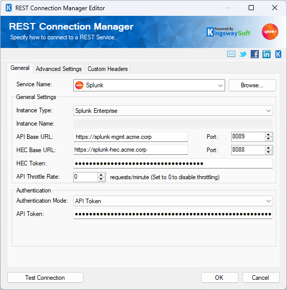 SSIS REST Splunk Connection Manager